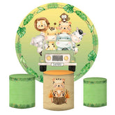Safari Tiere Und Auto Runden Baby Dusche Hintergrund Bausatz